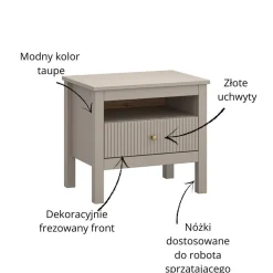 Mebelbos Szafki Nocne Do Sypialni|Szafki Nocne*Ryflowana szafka nocna z szufladą kolor taupe KLEO KL-09