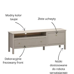 Mebelbos Szafki Rtv Do Salonu|Szafki Rtv*Ryflowana szafka RTV z szufladą i szafką kolor taupe KLEO KL-10
