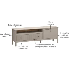 Mebelbos Szafki Rtv Do Salonu|Szafki Rtv*Ryflowana szafka RTV z szufladą i szafką kolor taupe KLEO KL-10