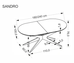 Halmar Stoły*SANDRO stół rozkładany, czarny (2p=1szt)1 sztuka