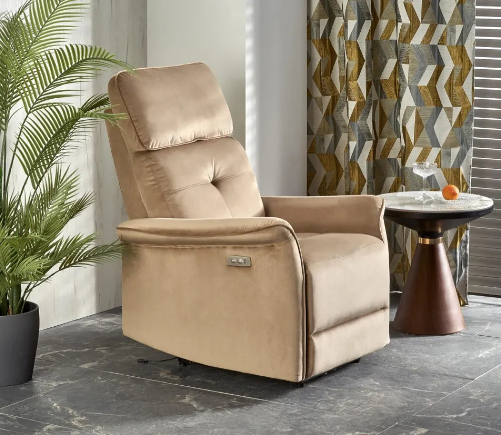 Halmar Fotele*SEMIR fotel z funkcja elektrycznego rozkładania / gniazdo USB, beżowy (2p=1szt)1 sztuka