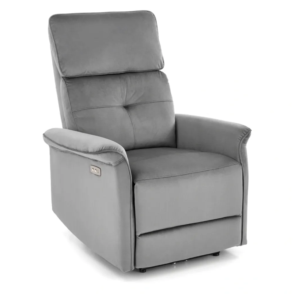 Halmar Fotele*SEMIR fotel z funkcja elektrycznego rozkładania / gniazdo USB, popielaty (2p=1szt)1 sztuka