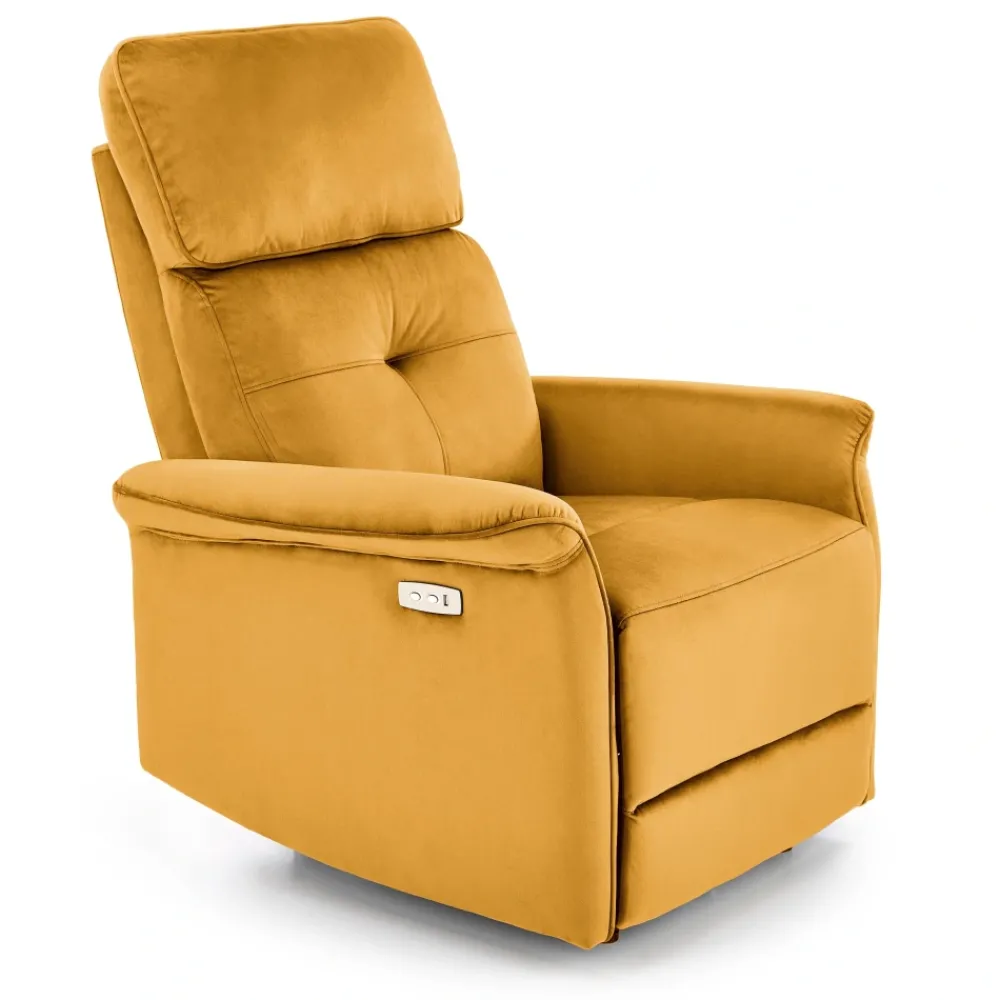 Halmar Fotele*SEMIR fotel z funkcja elektrycznego rozkładania / gniazdo USB, musztardowy (2p=1szt)1 sztuka