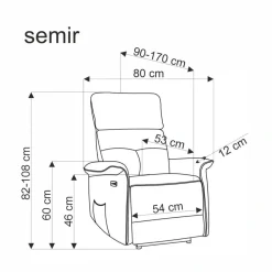 Halmar Fotele*SEMIR fotel z funkcja elektrycznego rozkładania / gniazdo USB, musztardowy (2p=1szt)1 sztuka