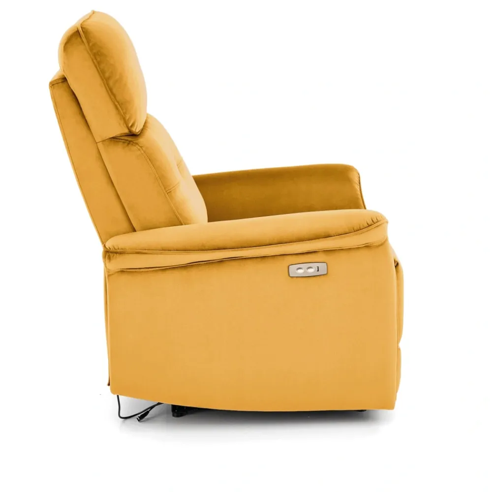 Halmar Fotele*SEMIR fotel z funkcja elektrycznego rozkładania / gniazdo USB, musztardowy (2p=1szt)1 sztuka