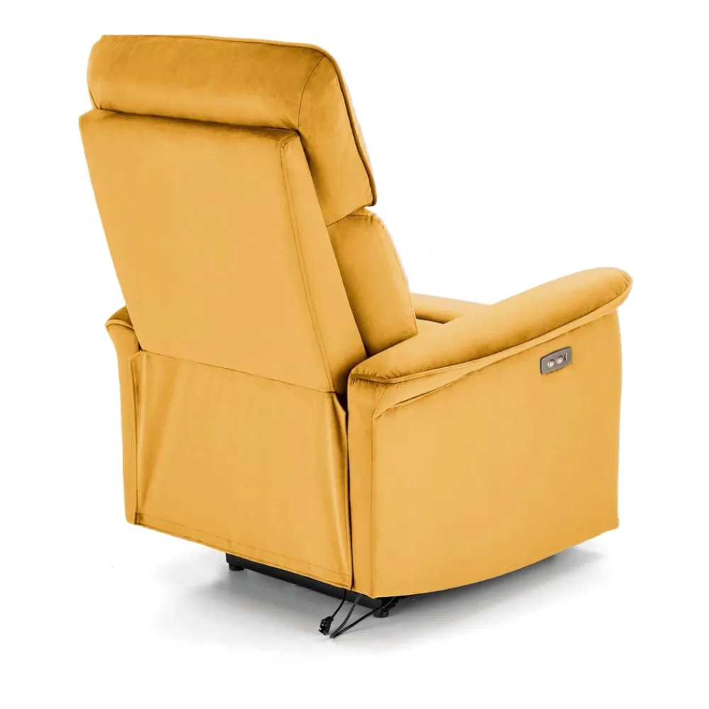 Halmar Fotele*SEMIR fotel z funkcja elektrycznego rozkładania / gniazdo USB, musztardowy (2p=1szt)1 sztuka