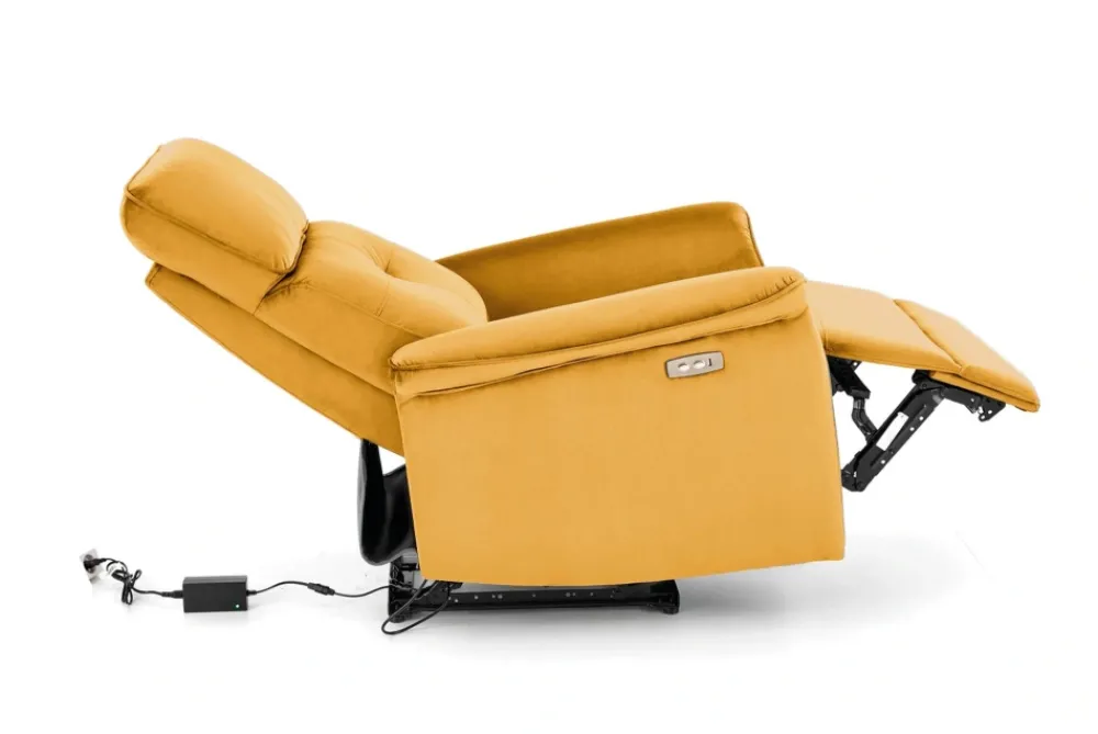 Halmar Fotele*SEMIR fotel z funkcja elektrycznego rozkładania / gniazdo USB, musztardowy (2p=1szt)1 sztuka