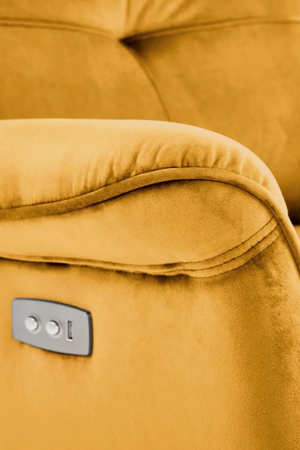 Halmar Fotele*SEMIR fotel z funkcja elektrycznego rozkładania / gniazdo USB, musztardowy (2p=1szt)1 sztuka