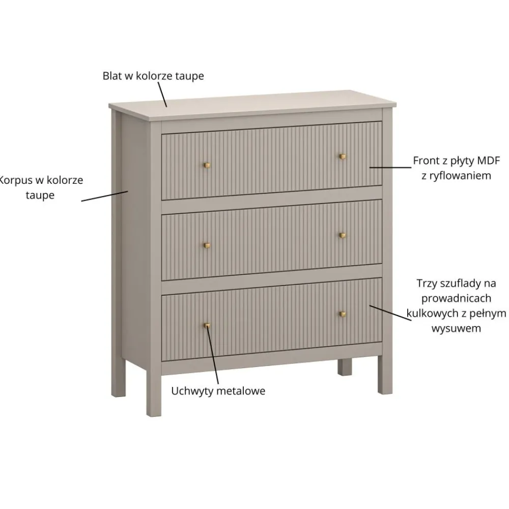 Mebelbos Komody Do Biura|Komody Do Przedpokoju*Skandynawska komoda ryflowana z szufladami KLEO KL-04