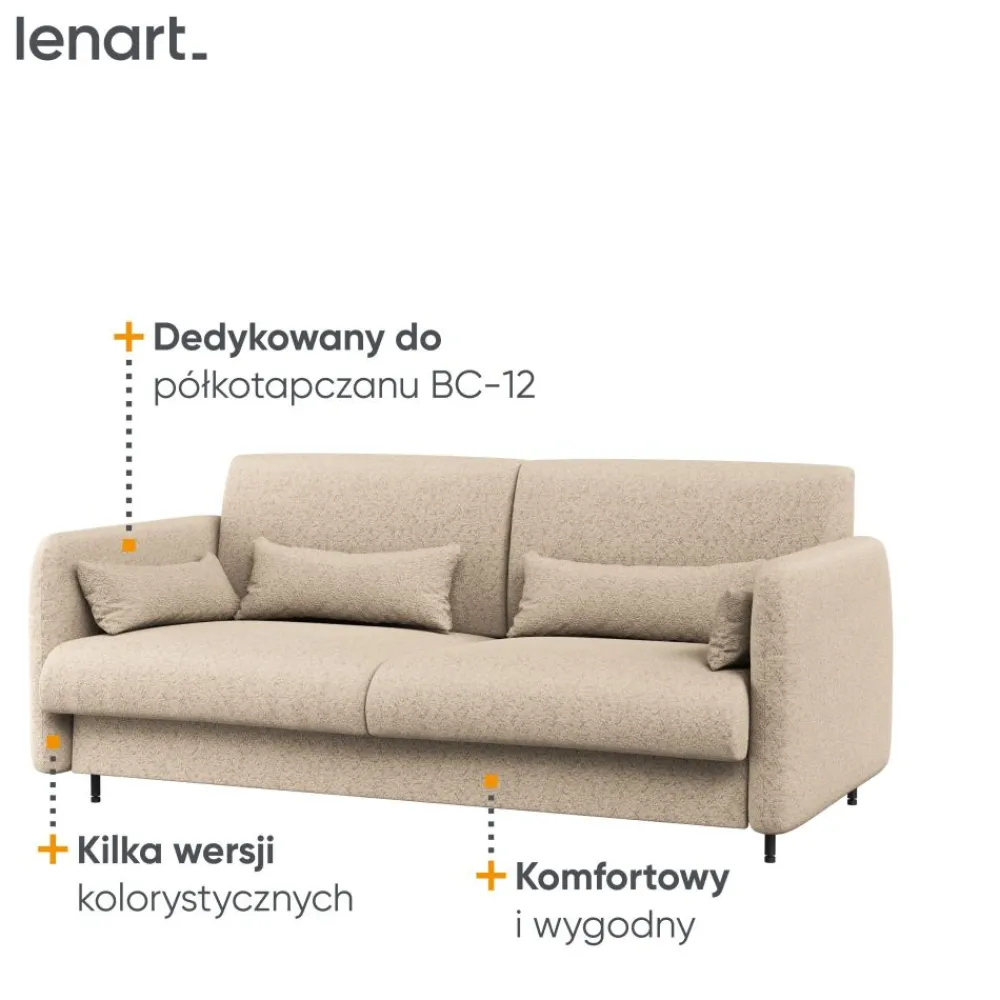 Lenart Tapczany|Sofy Do Półkotapczanu*SOFA BEŻOWA BOUCLE do półkotapczanu BED CONCEPT TKANINA PIU 03