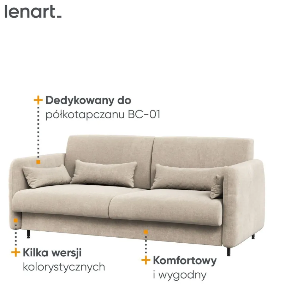 Lenart Tapczany|Sofy Do Półkotapczanu*SOFA BEŻOWA do półkotapczanu BED CONCEPT TKANINA ART 82610