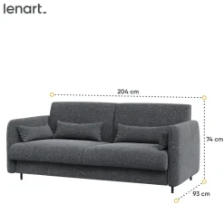 Lenart Tapczany|Sofy Do Półkotapczanu*SOFA GRAFITOWA do półkotapczanu BED CONCEPT TKANINA ART 82630