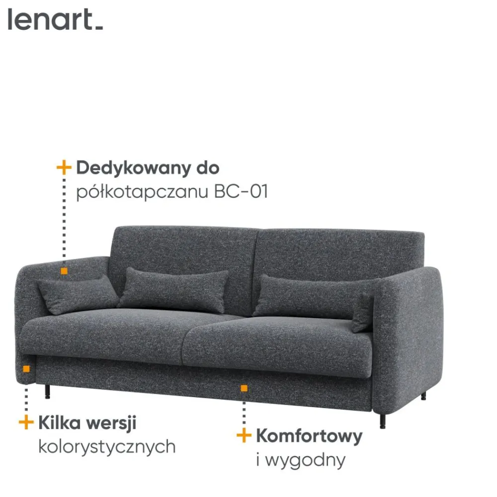 Lenart Tapczany|Sofy Do Półkotapczanu*SOFA GRAFITOWA do półkotapczanu BED CONCEPT TKANINA ART 82630