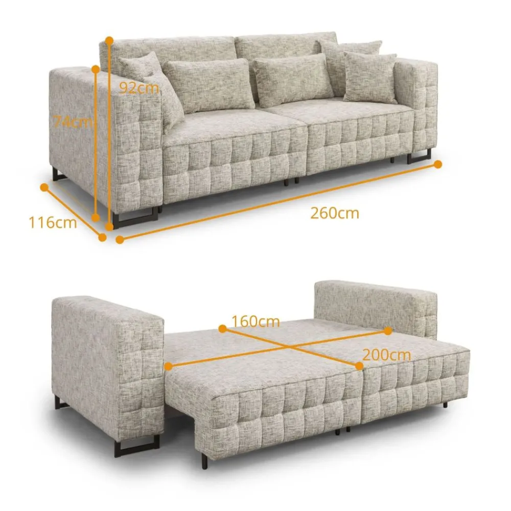 Libro Kanapy I Sofy Do Salonu|Sofy Trzyosobowe*Sofa z funkcją spania, dwa pojemniki GEMMA