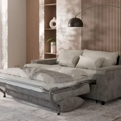 Hauss Łóżka Młodzieżowe|Kanapy I Sofy Do Salonu*Sofa z materacem 140x196 cm i stelażem włoskim Carmen szara