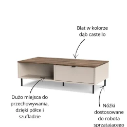 Mebelbos Ławy I Stoliki Do Salonu|Stoliki Kawowe I Ławy*Stolik kawowy ława EVO 1s/120 cm kaszmir / dąb castello EO-04