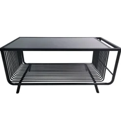 ArteHome Stoliki Kawowe I Ławy*Stolik kawowy Bonda 100/50cm czarny z czarnym hartowanym szkłem