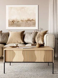 Lenart Ławy I Stoliki Do Salonu|Szafki Nocne*Stolik kawowy z obłymi wzorami Flow FW-06 dąb vincenza bielona/czarny