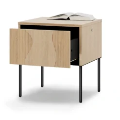 Lenart Szafki Nocne Do Sypialni|Szafki Nocne*Stolik nocny z oświetleniem LED Flow FW-07 dąb vincenza bielona/czarny