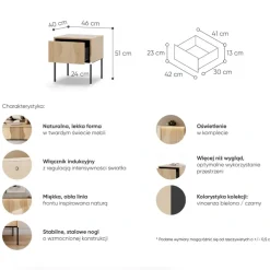 Lenart Szafki Nocne Do Sypialni|Szafki Nocne*Stolik nocny z oświetleniem LED Flow FW-07 dąb vincenza bielona/czarny