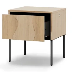 Lenart Szafki Nocne Do Sypialni|Szafki Nocne*Stolik nocny z oświetleniem LED Flow FW-07 dąb vincenza bielona/czarny