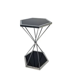 ArteHome Stoliki Kawowe I Ławy*Stolik pomocniczy glamour Treviso 64/40/36 cm boczny stolik nocny czarne szkło srebrny