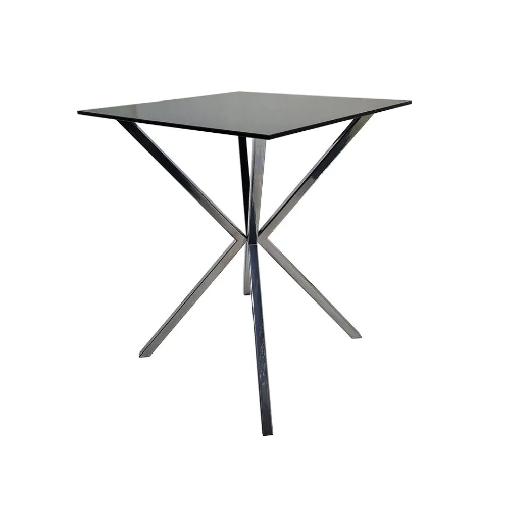 ArteHome Stoliki Kawowe I Ławy*Stolik pomocniczy glamour Torino 40/40/57cm boczny stolik nocny czarne szkło srebrny