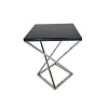 ArteHome Stoliki Kawowe I Ławy*Stolik pomocniczy glamour Bari 48/48/57,5cm boczny stolik nocny czarne szkło srebrny