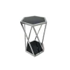 ArteHome Stoliki Kawowe I Ławy*Stolik pomocniczy glamour Palermo 36/41/61cm boczny stolik nocny czarne szkło srebrny