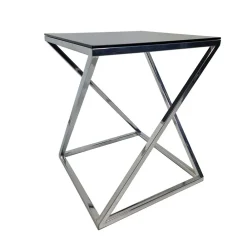 ArteHome Stoliki Kawowe I Ławy*Stolik pomocniczy glamour Marco 48/48/58,5cm boczny stolik nocny czarne szkło srebrny