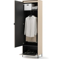 Lenart Szafy Do Przedpokoju|Szafy Do Sypialni*Słupek z lustrem na ubrania z lamelami TREND TG-01 Beż piaskowy + czarny