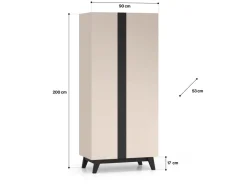 ML Meble Szafy*Szafa dwudrzwiowa kaszmir Freshion 01 cashmere/czarny - szafa 2D