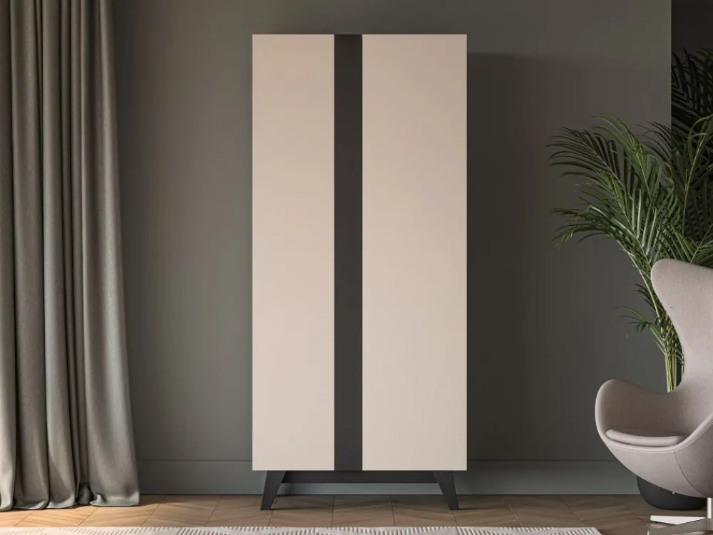 ML Meble Szafy*Szafa dwudrzwiowa kaszmir Freshion 01 cashmere/czarny - szafa 2D