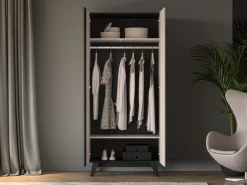 ML Meble Szafy*Szafa dwudrzwiowa kaszmir Freshion 01 cashmere/czarny - szafa 2D