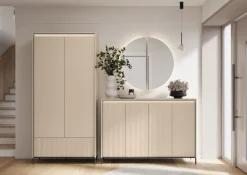 Lenart Szafy Do Przedpokoju|Szafy Do Sypialni*Szafa na ubrania z lamelami TREND TG-02 Beż piaskowy + czarny