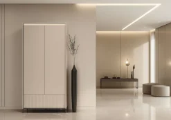 Lenart Szafy Do Przedpokoju|Szafy Do Sypialni*Szafa na ubrania z lamelami TREND TG-02 Beż piaskowy + czarny