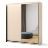 Lenart Szafy Do Przedpokoju|Szafy Do Sypialni*Szafa na ubrania z lustrem do sypialni 200x222cm TREND SYPIALNIA TS-01 Beż piaskowy + czarny