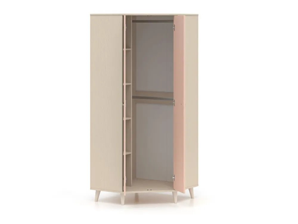 ML Meble Szafy*Szafa narożna Mevel 01 – Millenial Pink / Piasek Pustyni