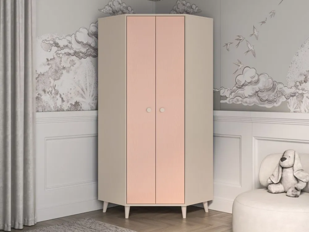 ML Meble Szafy*Szafa narożna Mevel 01 – Millenial Pink / Piasek Pustyni