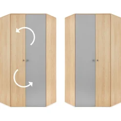 Meblar Szafy*Szafa narożna systemowa do pokoju PIXEL PX2 L/P szary,dąb biszkoptowy