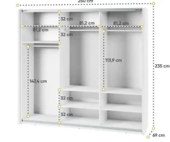 Lenart Szafy Do Przedpokoju|Szafy Do Sypialni*Szafa przesuwna z lustrem 250 cm Maxi MX-06