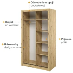Lenart Szafy Do Przedpokoju|Szafy Do Pokoju Młodzieżowego*Szafa przesuwna z lustrem Arti AR-19 dąb artisan