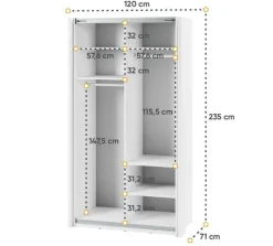 Lenart Szafy Do Przedpokoju|Szafy Do Sypialni*Szafa przesuwna z lustrem 120 cm Maxi MX-01