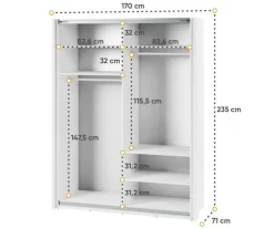 Lenart Szafy Do Przedpokoju|Szafy Do Sypialni*Szafa przesuwna z lustrem 170 cm Maxi MX-03