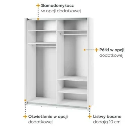 Lenart Szafy Do Przedpokoju|Szafy Do Sypialni*Szafa przesuwna z lustrem 170 cm Maxi MX-03
