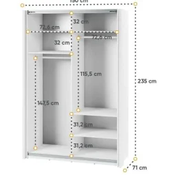 Lenart Szafy Do Przedpokoju|Szafy Do Sypialni*Szafa przesuwna z lustrem 150 cm Maxi MX-02