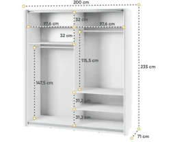 Lenart Szafy Do Przedpokoju|Szafy Do Sypialni*Szafa przesuwna z lustrem 200 cm Maxi MX-04