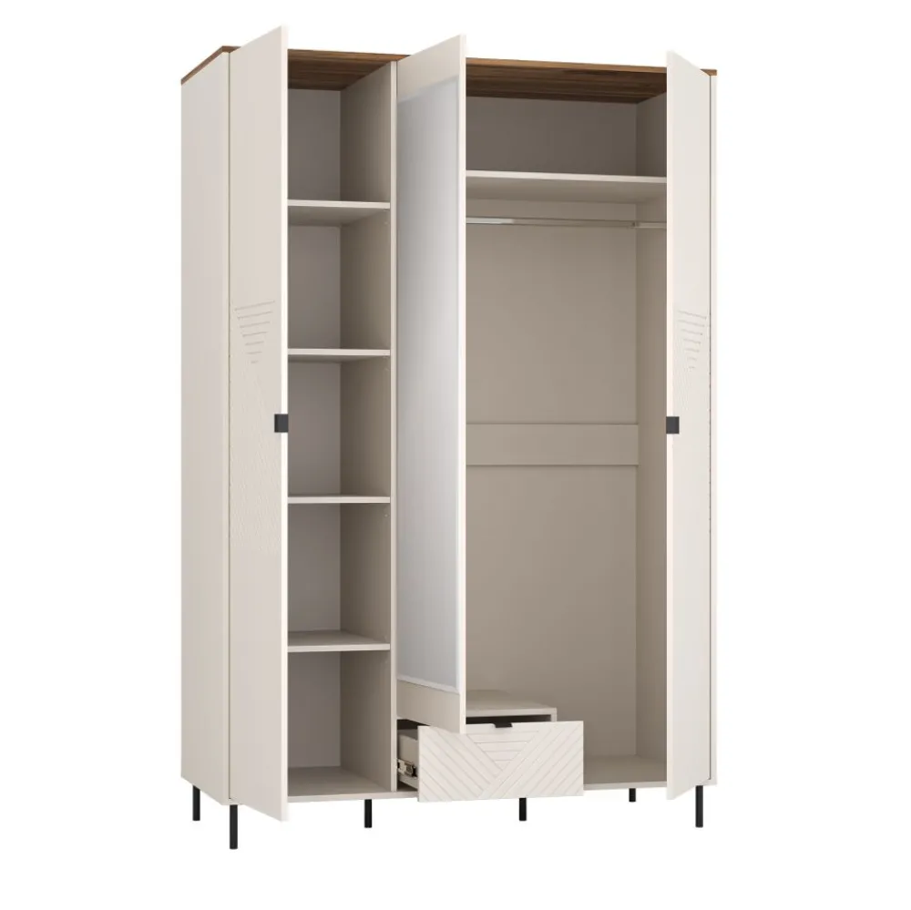 Mebelbos Szafy*Szafa trzydrzwiowa EVO kaszmir / dąb castello EO-17