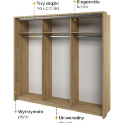 Lenart Szafy Do Przedpokoju|Szafy Do Sypialni*Szafa trzydrzwiowa z lustrem Arti AR-27 dąb shetland