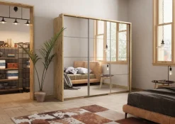 Lenart Szafy Do Przedpokoju|Szafy Do Sypialni*Szafa trzydrzwiowa z lustrem Arti AR-27 dąb shetland